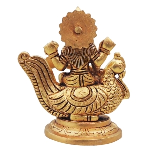 Brass Saraswati On Peacock God Idol Statue - 4x2.7x4.5 Inch