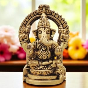 Brass Showpiece Ganesh JiGod Idol Statue - 2.6*1.7*3.6 Inch (BS1643 G)