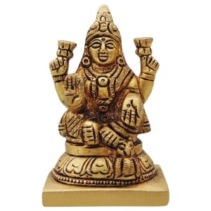 Brass Showpiece Laxmi Round Base  God Idol Statue - 2*1.6*3.2 Inch (BS1645 L)