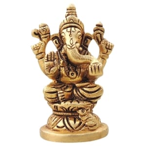 Brass Ganesh Idol Statue - 2.2 x 1.7 x 35 Inch Brass Decor