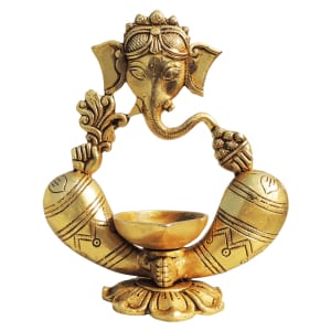 Brass Showpiece Ganesh Deepak God Idol Statue - 6*3*7 Inch (BS1656 D)