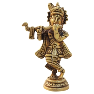 Brass Showpiece KrishnaGod Idol Statue - 2*1*3.2 Inch (BS1672 K)