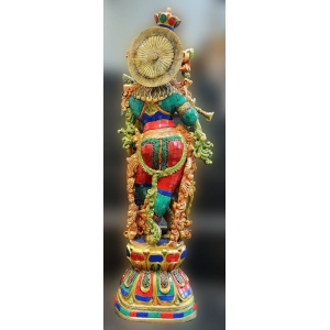 Brass Showpiece Krishna Ji God Idol Statue - 9.5*5*29 Inch (BS1676 K)