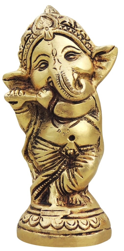 Brass Showpiece Ganesh Ji God Idol Statue - 3*2*5.5 Inch (BS1696 C) - Image 2