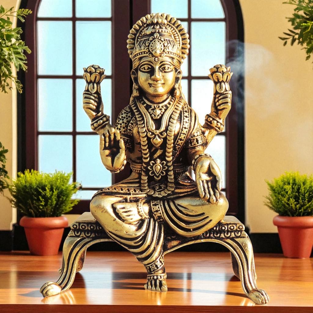 Brass Showpiece Laxmi Ji God Idol Statue, brass material