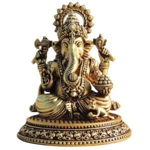 Brass Showpiece Ganesh Ji God Idol Statue, Made From Machine - 3.5*3*4 Inch (BS1702 G)