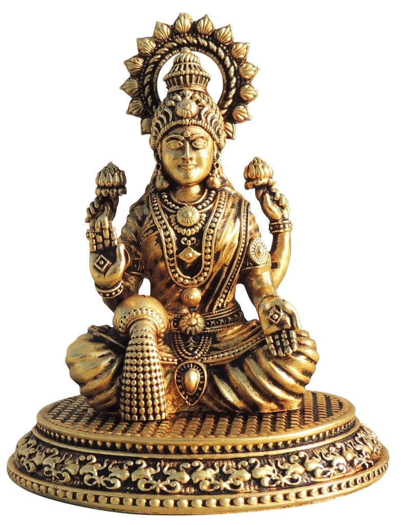 Brass Showpiece Laxmi Ji God Idol Statue, Made From Machine - 3.5*3*4.2 Inch (BS1702 L)