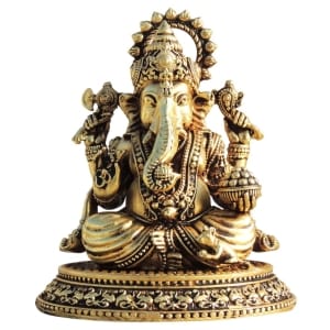Brass Showpiece Ganesh Ji God Idol Statue, Made From Machine - 3.7*3.5*4.5 Inch (BS1703 G)