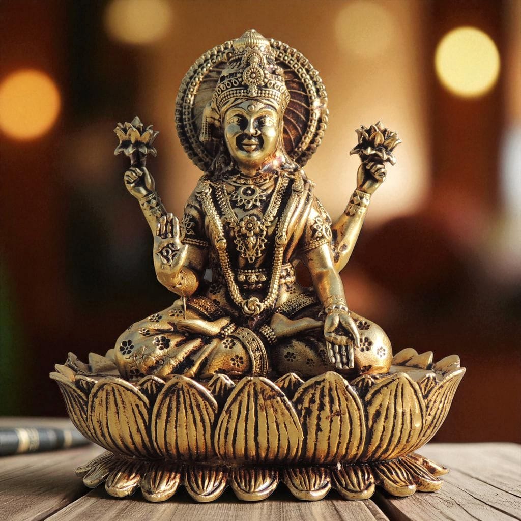 Brass Showpiece Laxmi Ji God Idol Statue, Made From Machine - 3.2*2*3.6 Inch (BS1705 L)