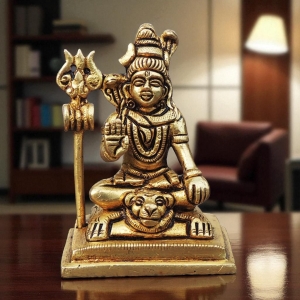 Brass Showpiece Shiv Ji God Idol Statue - brass decor
