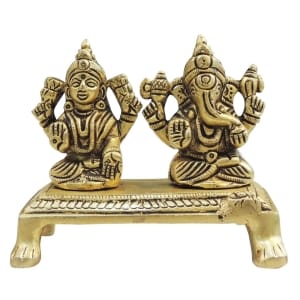 Brass Showpiece Laxmi Ganesh God Idol Statue - 3.5*2*3 Inch (BS1726 C)