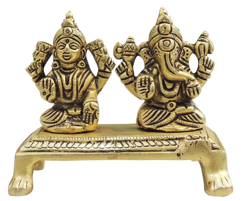 Brass Showpiece Laxmi Ganesh God Idol Statue - 3.5*2*3 Inch (BS1726 C) - Image 2