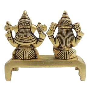 Brass Showpiece Laxmi Ganesh God Idol Statue - 3.5*2*3 Inch (BS1726 C)