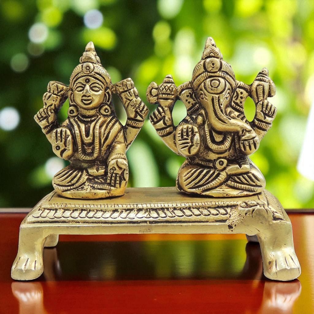 Brass Showpiece Laxmi Ganesh God Idol Statue - 3.5*2*3 Inch (BS1726 C)