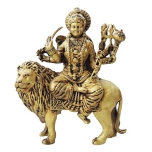 Brass Showpiece Durga ji God Idol Statue, Made From Machine - 4*1.5*5.2 Inch (BS1732 G)