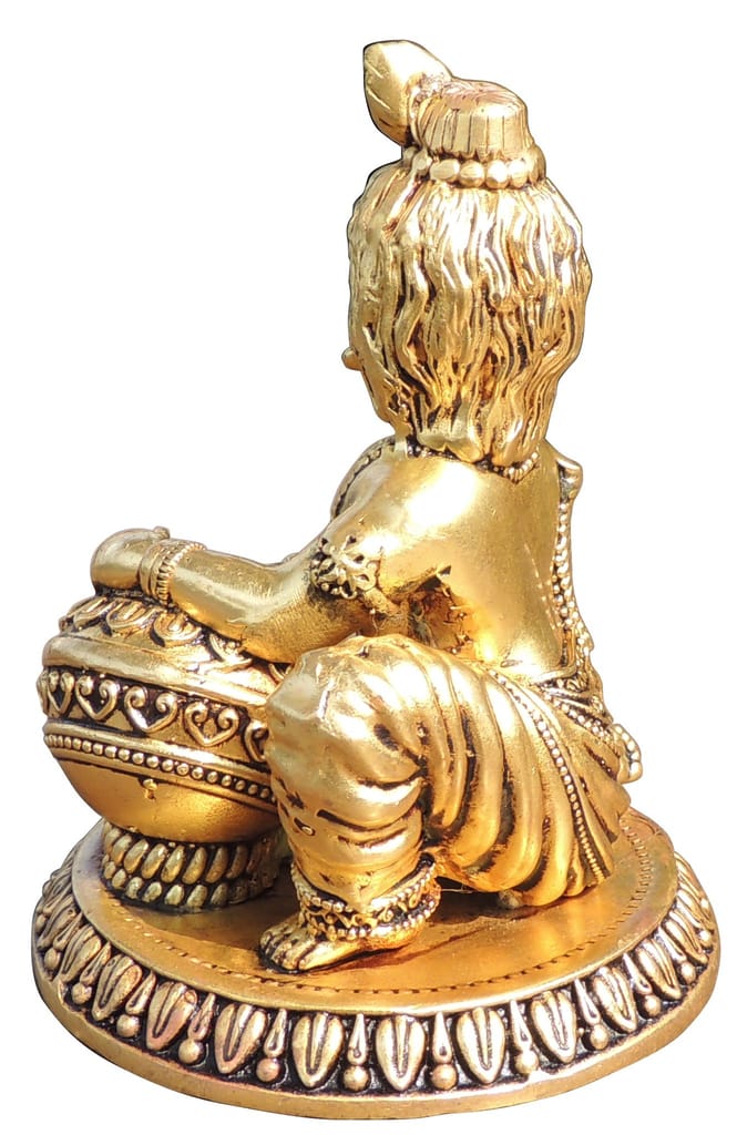 Brass Showpiece Makhan Krishna God Idol Statue - 3.5*3.5*4.5 Inch (BS1737 H) - Image 2