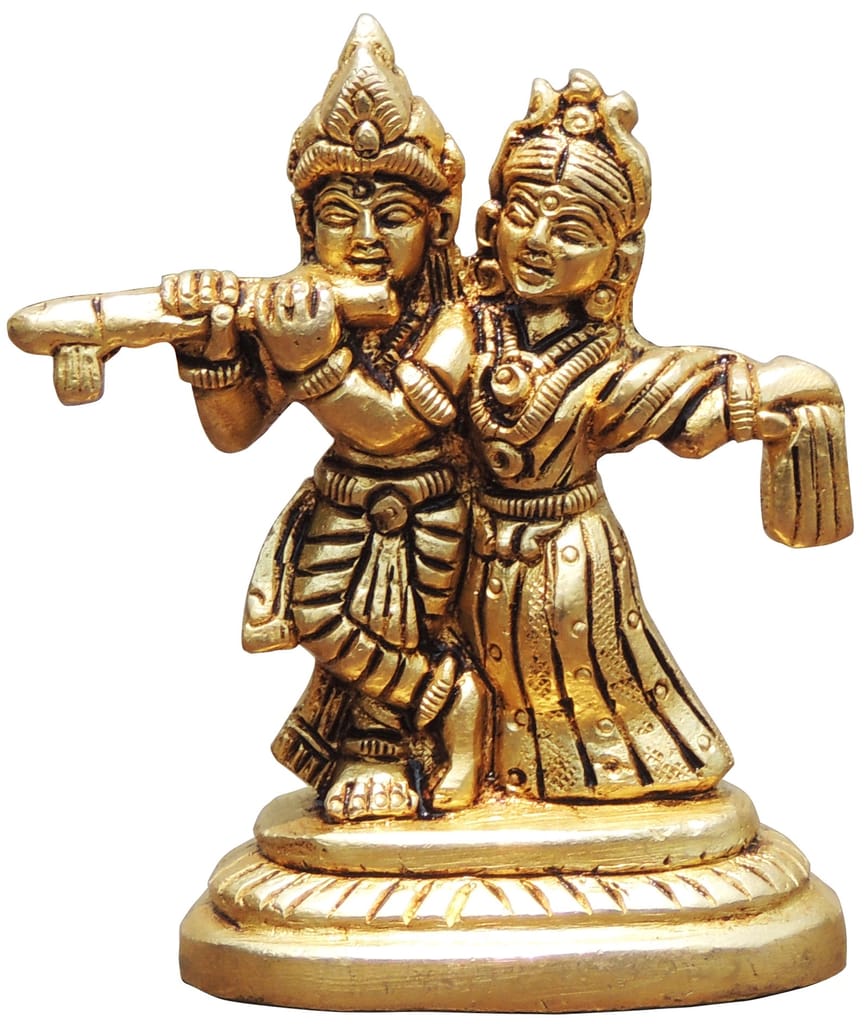 Brass Showpiece Radha Krishna God Idol Statue - 2.5*1.5*3.2Inch (BS1739 B)