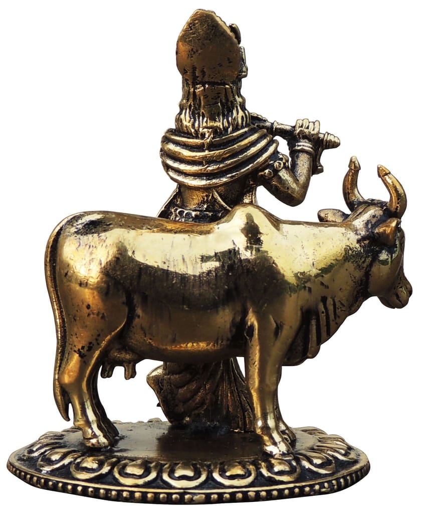 Brass Showpiece Cow Krishna Statue - 2.5*1.6*3 Inch (BS1753 C) - Image 2