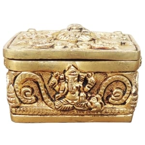 Brass Showpiece Ganesh Box God Idol Statue - 3.5*3*1.7 Inch (BS1754 C)