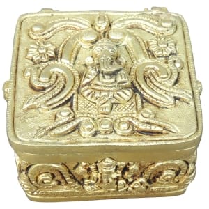 Brass Showpiece Ganesh Box God Idol Statue - 3.5*3*1.7 Inch (BS1754 C)