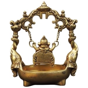 Brass Showpiece Ganesh Jhula God Idol Statue - 7*3.6*8.6 Inch (BS1757 C)