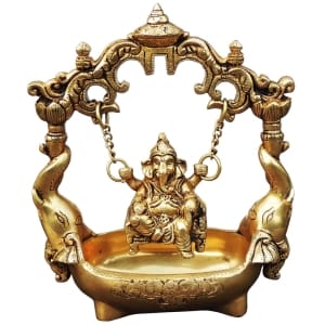 Brass Showpiece Ganesh Jhula God Idol Statue - 7*3.6*8.6 Inch (BS1757 C)