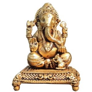 Brass Showpiece Ganesh Ji God Idol Statue - 2*2*2.5 Inch (BS1775 G)