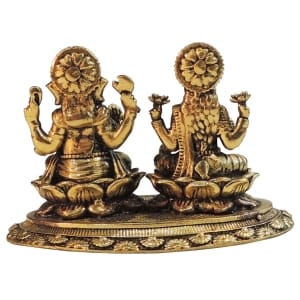 Brass Showpiece Ganesh Laxmi God Idol Statue - 3.2*2*2 Inch (BS1820 D)