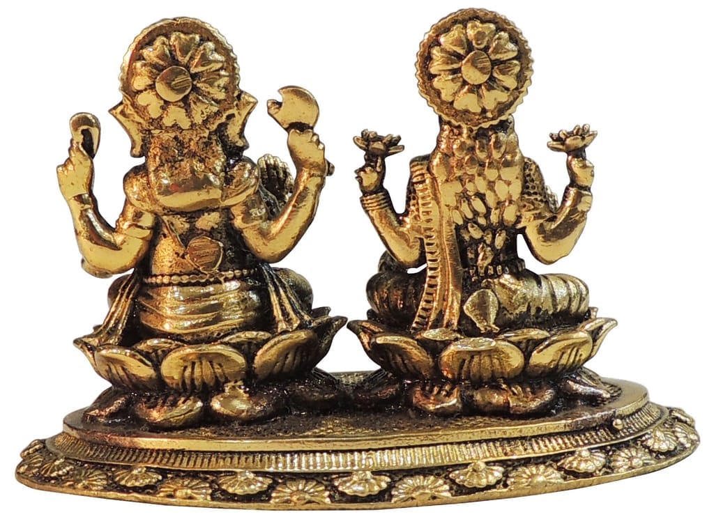 Brass Showpiece Ganesh Laxmi God Idol Statue - 3.2*2*2 Inch (BS1820 D) - Image 2