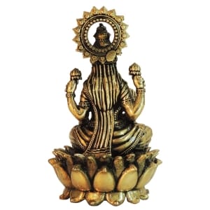 Brass Laxmi Ji God Idol Statue, 2.7 x 2.7 x 4.2 Inch, Made From Machine