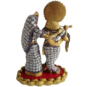 Brass Radha Krishna Idol Statue 10.7 Inch Handcrafted Home Decor Piece