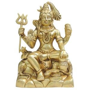 Brass Shiv Ji God Idol Statue - 2.5 x 5 x 7.5 Inch Brass Parivar Decor