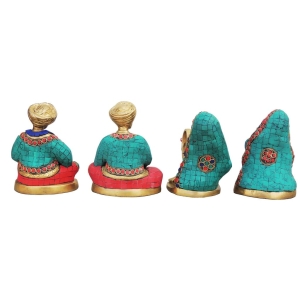Brass Rajasthani Musical Statue Set Of 4 Pieces 21x5x6.3 Inch