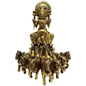 Brass Surya Dev Statue - 11 Inches Tall, 7 Inches Wide, Brass Material