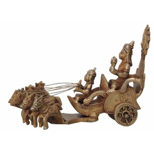 Brass Surya Dev Rath Idol - 8 x 5.5 x 5.5 Inches, 1.788 kg