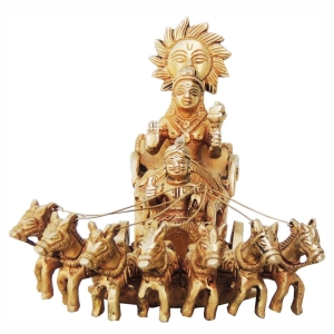 Brass Showpiece Surya Dev Rath Idol - decorative brass item