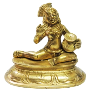 Pure Brass Makhan Krishna statue -6*3.5*5 Inch (BS201)
