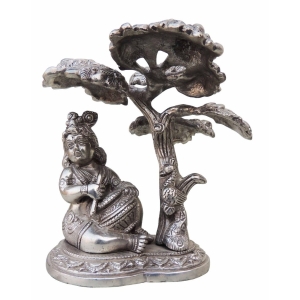 Tree Makhan Krishna Silver Antique Finish - 5.4*5.3*5.3 Inch (BS206 B)