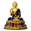 Brass Showpiece Buddha statue with turquoise stone finish