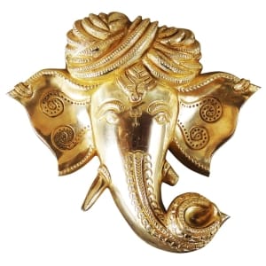 Ganesh Face SF Small Brass Idol 6x1x6.5 Inches Decorative Piece
