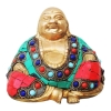 Brass Showpiece Laughing Buddha Statue with turquoise finish