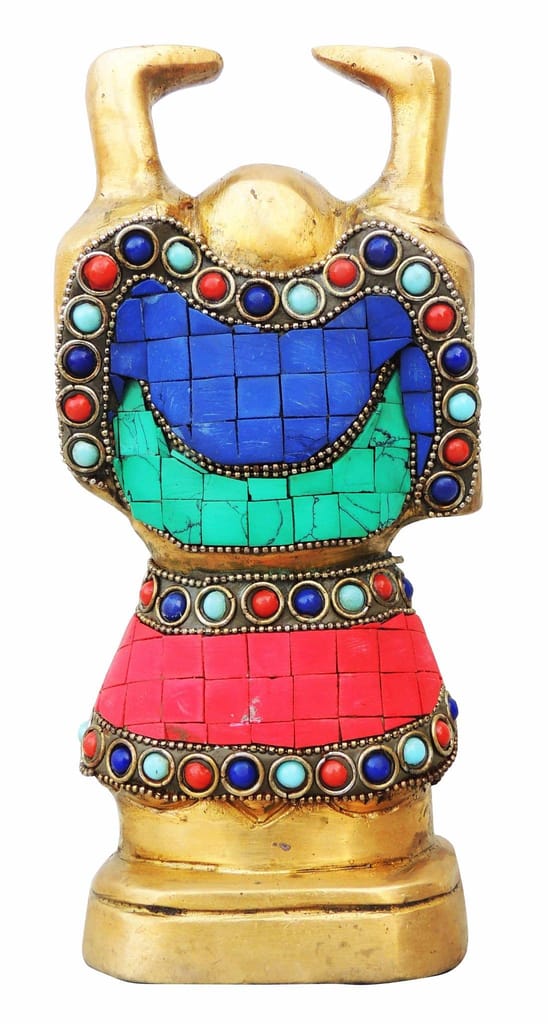 Brass Showpiece Laughing Buddha Statue with turquoise finish