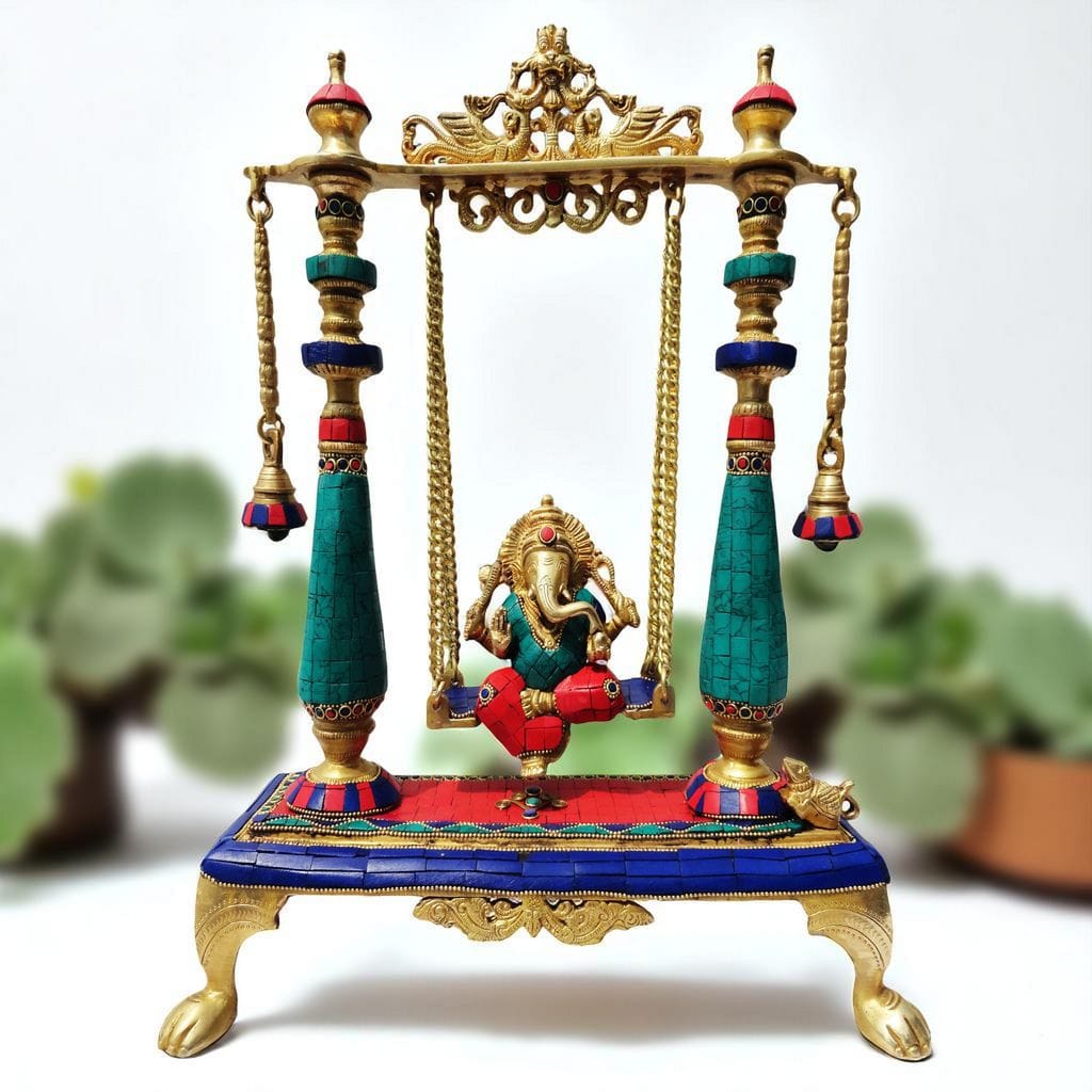 Brass Showpiece Ganesh Ji Jhula Statue decorative item