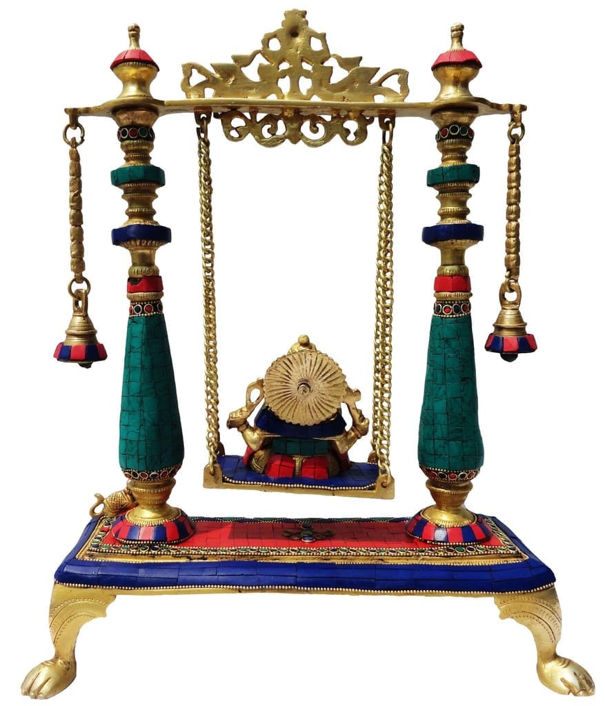 Brass Showpiece Ganesh Ji Jhula Statue decorative item