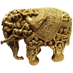 Brass Elephant Statue - 16 Inch Length, 10 Inch Width, 13 Inch Height
