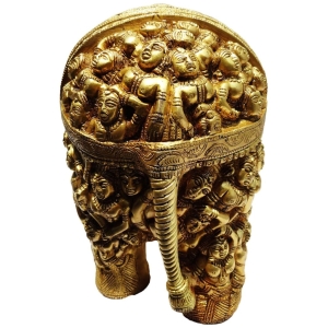 Brass Elephant Statue - 16 Inch Length, 10 Inch Width, 13 Inch Height