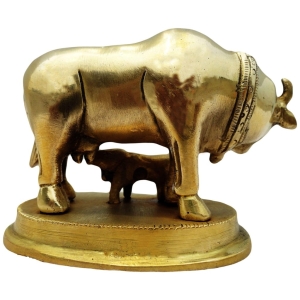 Brass Cow And Calf Statue 3.5 Inch Height Pure Brass Auspicious Decor