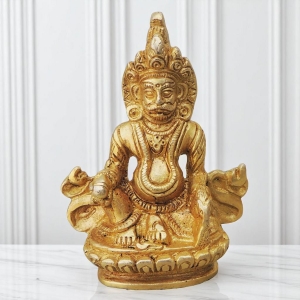 Brass Showpiece Kuber Ji God Idol Statue, brass material
