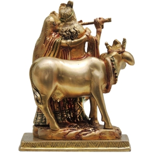 Brass Radha Krishna Gaye God Idol Statue 5.5x4x7.5 Inch 1.9kg