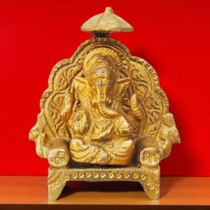 Brass Showpiece Ganesh Ji with Chatri God Idol Statue - 2.5*1*3 inch (BS415)